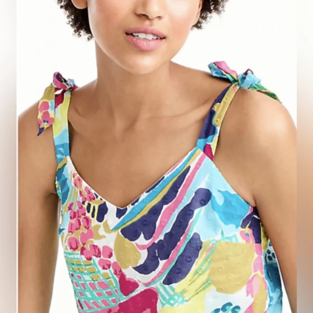 J. Crew Peplum Tie Shoulder Floral Sleeveless Top